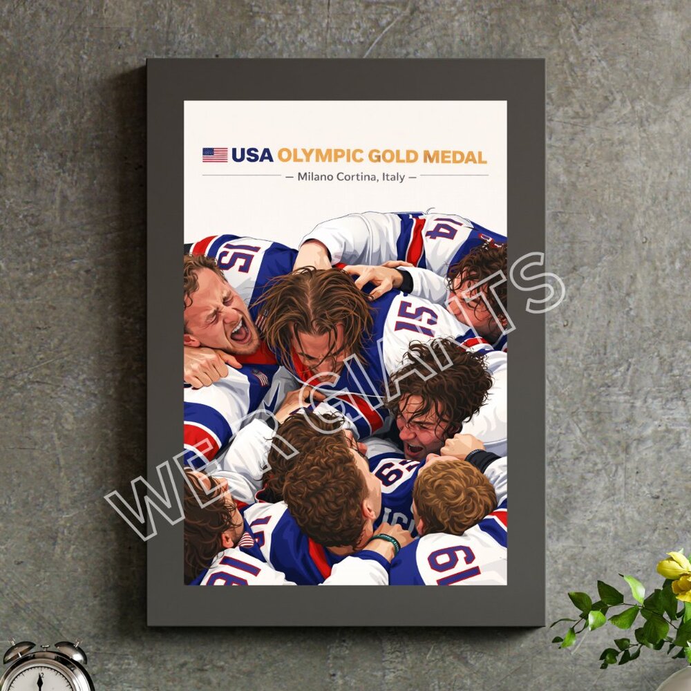 USA Olympic Gold Medal 2026 Milano Cortina Hockey Team Poster Print 11X17